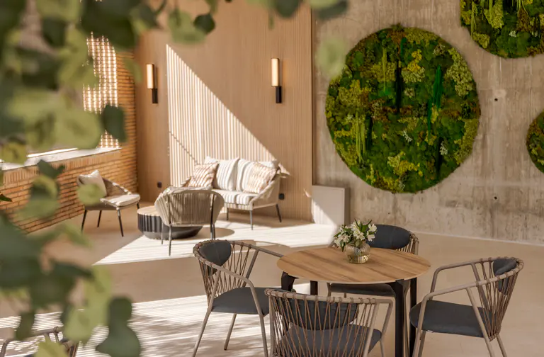 hall del hotel con vistas